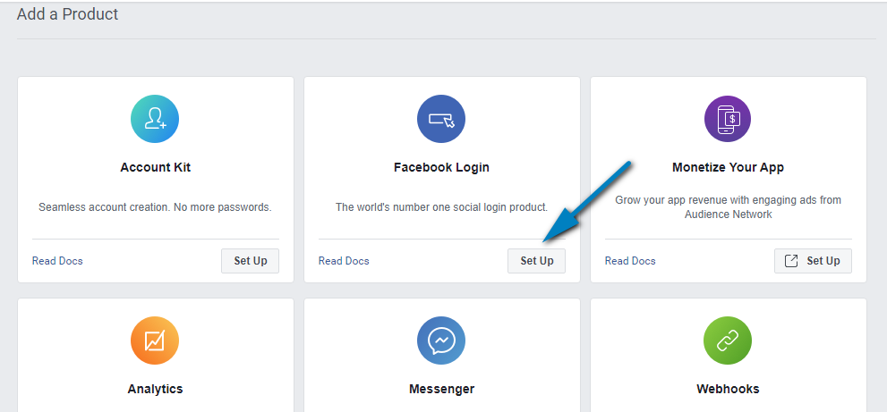 Facebook login documentation - configuration page