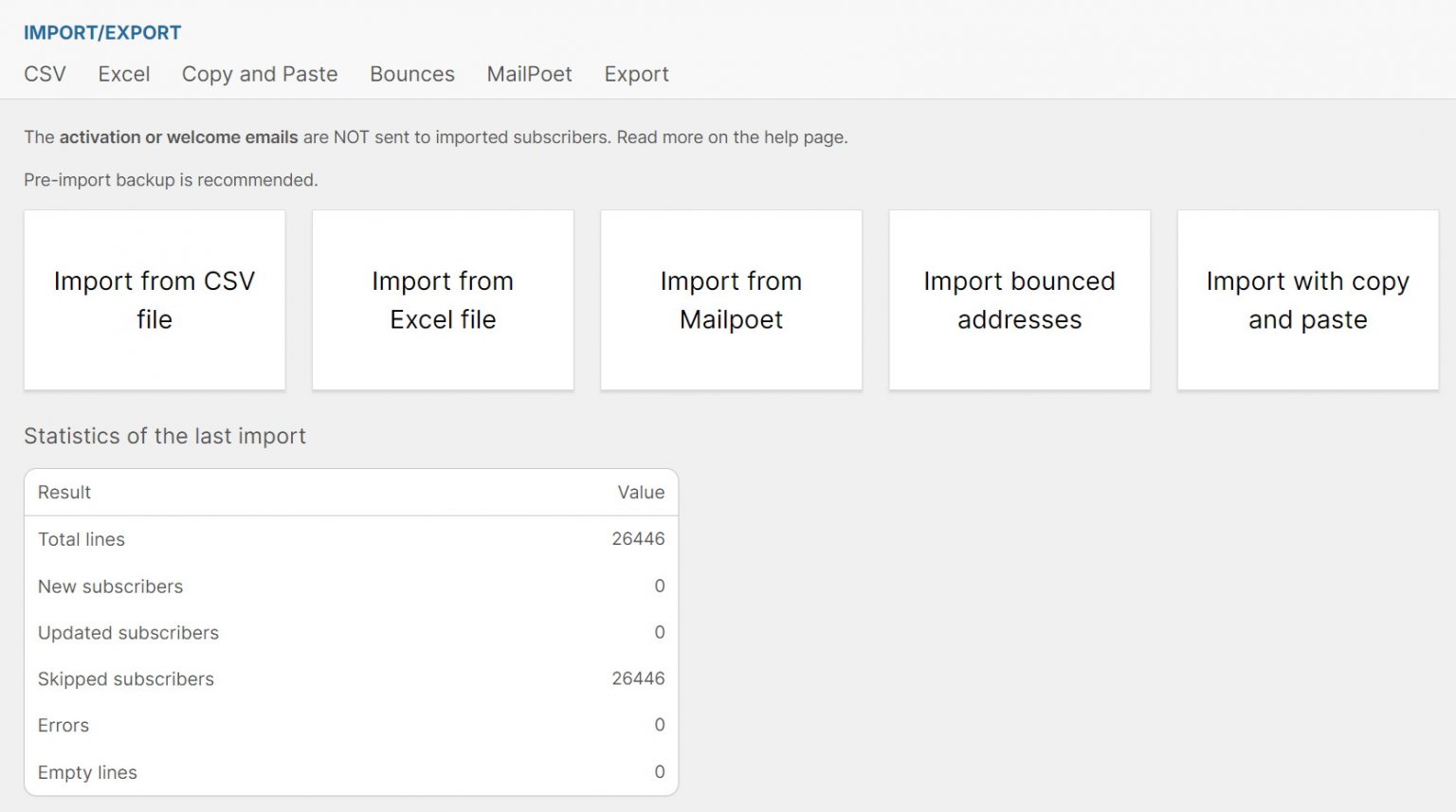 Import and Export - The Newsletter Plugin